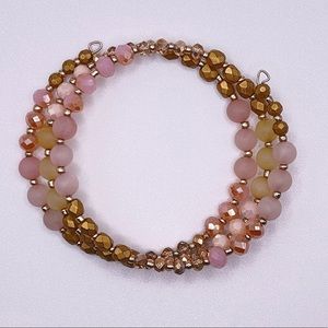 Pink and Gold Beaded Wrap Bracelet